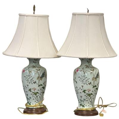 MATCHED PAIR WILDWOOD BLUEBIRD LAMPS