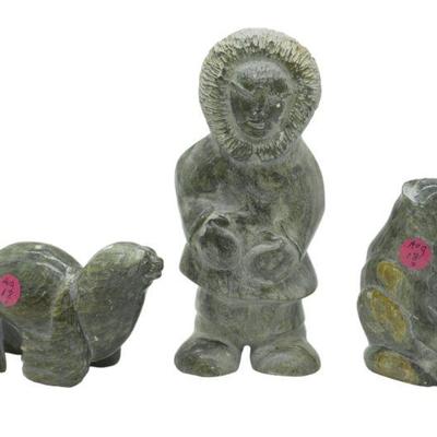 3 ARNOLD KAYUTAK INUPIAG INUIT MID CENTURY SCULPTURES 