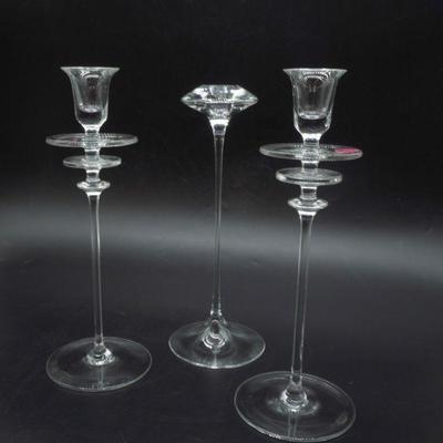 3 TALL CONTEMPORARY CANDLESTICKS KOSTA BODA +
