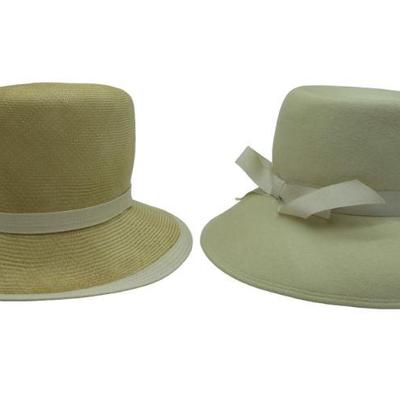 2 VINTAGE 1950-60S LADIES HATS STRAW & WOOL