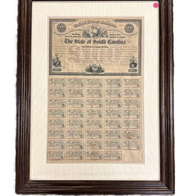 ANTIQUE 1871 SOUTH CAROLINA LONDON BOND