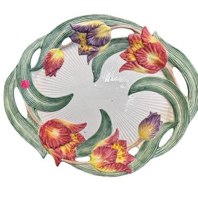 FITZ & FLOYD TULIP SWAN CERAMIC SERVING PLATTER