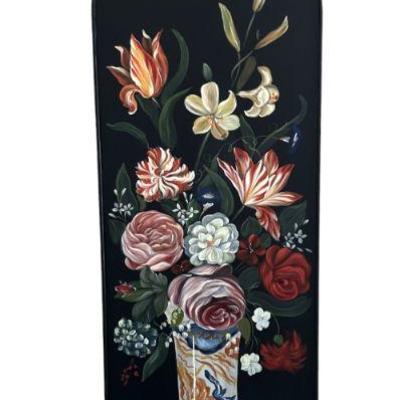 TALL 55" TOLE PAINTED DECORATIVE BLACK PANEL