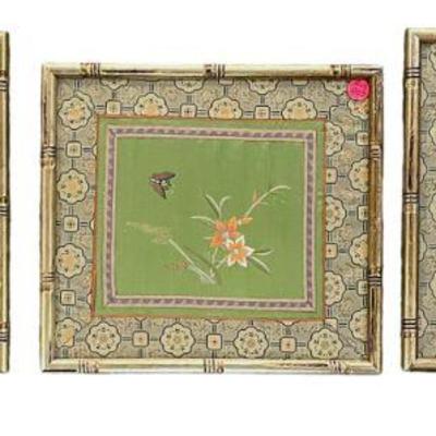 3 FRAMED MID CENTURY CHINESE SILK EMBROIDERY