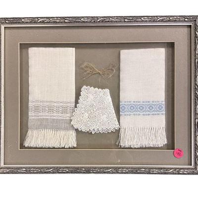 FRAMED ANTIQUE FLAX SPUN CLOTH AND MATERIAL