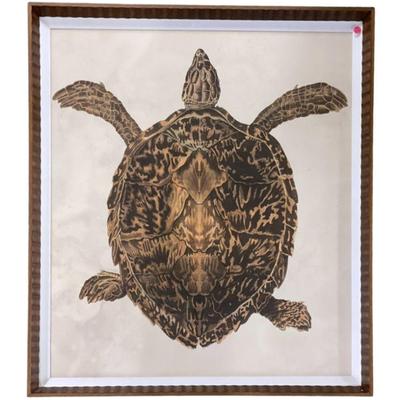 LARGE FRAMED HAWKSBILL SEA TURTLE PRINT