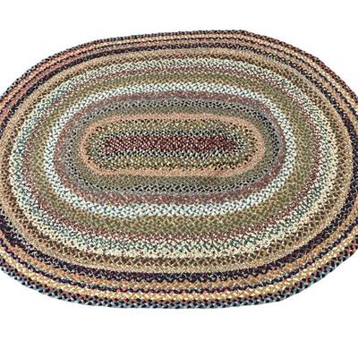 ANTIQUE AMERICAN BRAIDED RAG RUG LARGE