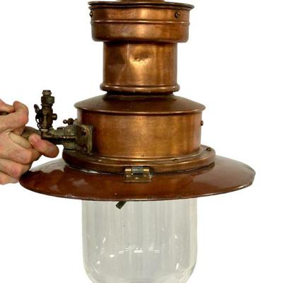 ANTIQUE ENGLISH COPPER RAILWAY LANTERN 