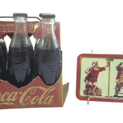 WWII 6 PACK COCA COLA CADDY - BOTTLES - CARDS