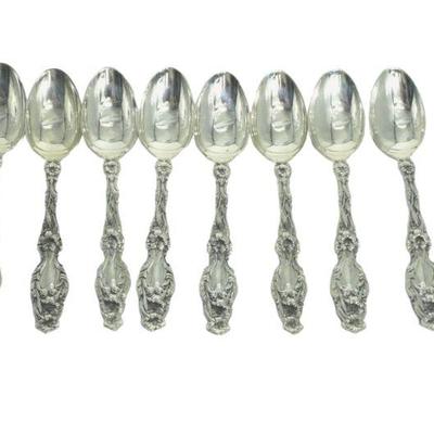 10 GORHAM STERLING SILVER LILY TEASPOONS