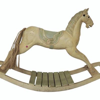 ANTIQUE CAROUSEL HORSE MOUNTED AS ROCKER