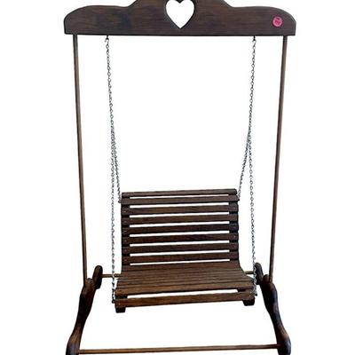 VINTAGE HANDMADE WOODEN DOLL SWING