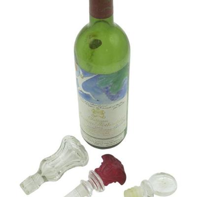 3 STOPPERS VERSACE + CHATEAU MOUTON ROTHSCHILDS 1982 EMPTY