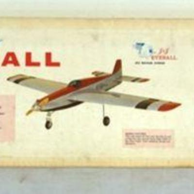 1053	VINTAGE WOOD MODEL AIRPLANE KIT, J & J INDUSTRIES R/C MODEL AIRCRAFT DIVISION *ART F. SCHROEDERS EYEBALL* MARK V

