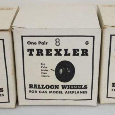 1236	VINTAGE MODEL AIRPLANE NEW OLD STOCK TIRES, TREXLER BALLOON WHEELS, 3 PAIR #8 & #9
