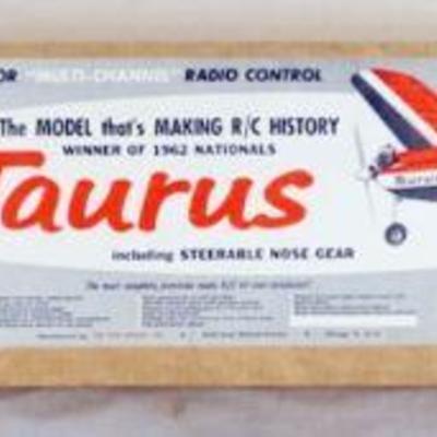 1147	VINTAGE WOOD MODEL AIRPLANE KIT, TOP FLITE *THE TAURUS* R/C AIRPLANE
