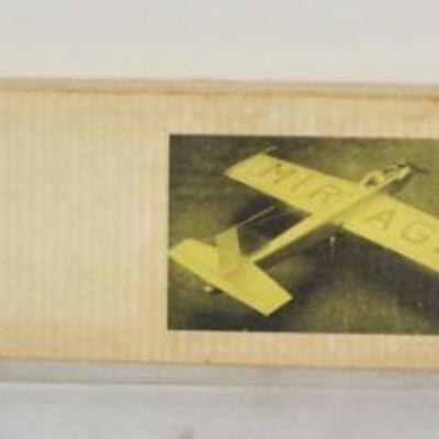 1202	VINTAGE WOOD MODEL AIRPLANE KIT, MAJOR MODEL & MFG *MIRAGE* R/C AIRPLANE
