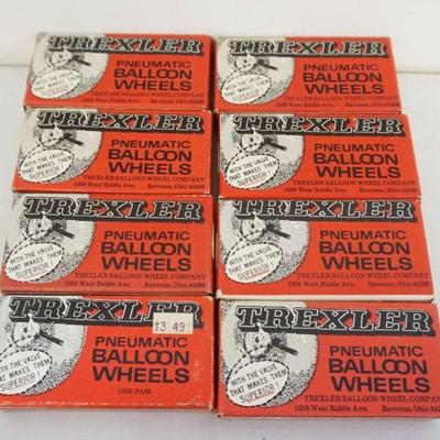 1237	VINTAGE MODEL AIRPLANE NEW OLD STOCK TIRES, TREXLER BALLOON WHEELS, 8 PAIR #2, #3, #4, #5
