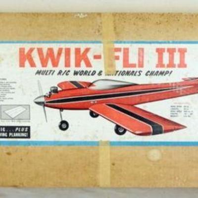 1151	VINTAGE WOOD MODEL AIRPLANE KIT, TOP FLITE *KWIK FLI III* R/C AIRPLANE
