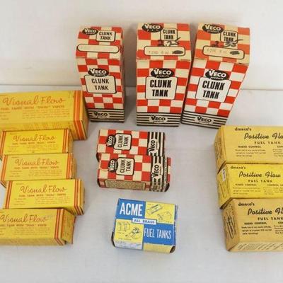 1233	VINTAGE MODEL AIRPLANE NEW OLD STOCK FUEL TANKS & CLUNK TANK, VEC, POSITIVE FLOW, VISUAL FLOW, ETC
