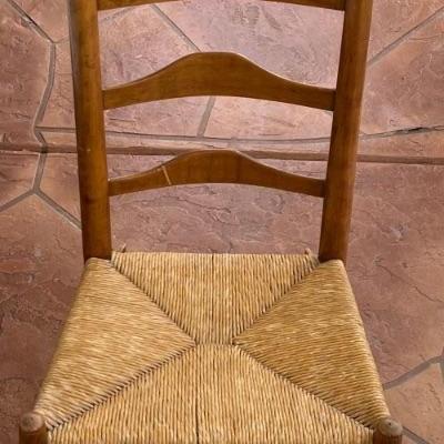 Antique Ladderback Rocker With Rush Seat