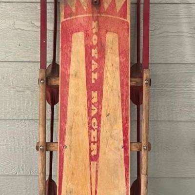 Vintage Royal Racer Wood And Metal Sled (as Is)