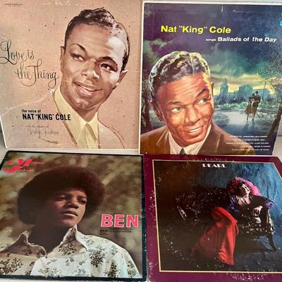(4) Vintage Vinyl Albums - Michael Jackson, Janis Joplin Pearl, Nat King Cole