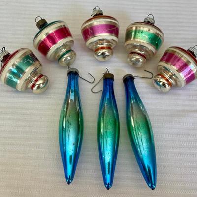 (8) Antique Mercury Glass Christmas Ornaments 