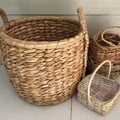 (4) Large Vintage Baskets With Handles