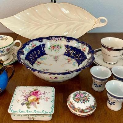 Lenox Leaf Dish, Copeland Spode Cup And Saucer, Hand Painted Bowl, Trinket Boxes, Egg Cups And More