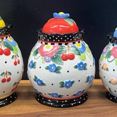 Set Of (3) Mary Engelbreit Oh So Breit Lidded Canister Set