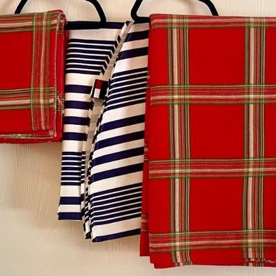 Tommy Hilfiger 68" Round Table Cloth And A Lenox 100 Percent Cotton 72" Square Table Cloth With 8 Napkins