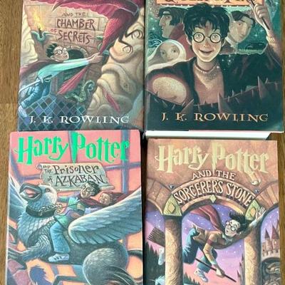 (4) Harry Potter Hard Back Books - Chamber Of Secrets, Goblet Of Fire, Prisoner, Azkaban, Sorcerer's Stone 
