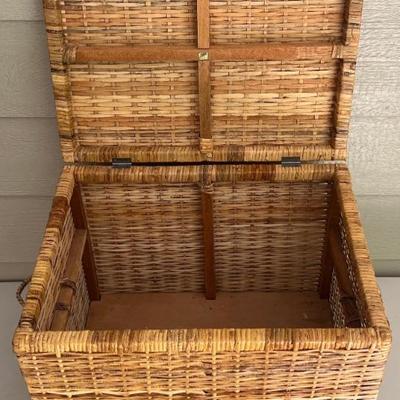 Vintage Wood And Rattan Trunk - Philippines 