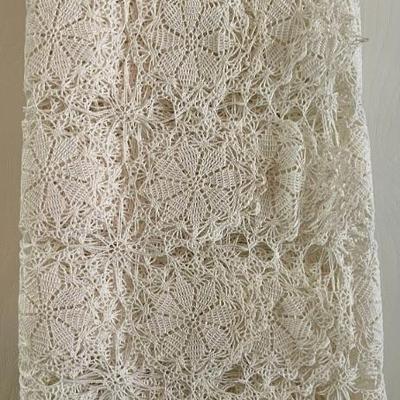 Antique Hand Crochet Lace Coverlet 90 X 78 