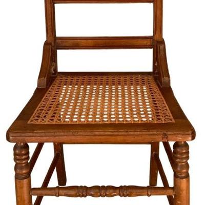 Antique Cane Seat Chair With Dowel And Spindel Legs