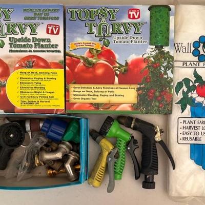 Gardening - (2) Topsy Turvys IOB, Plant Protectors, Hoses, Nozzles, Fittings