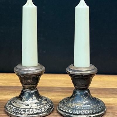 Pair Of LaPierre Sterling Weighted Faux Candle Holders - 86 Grams Total