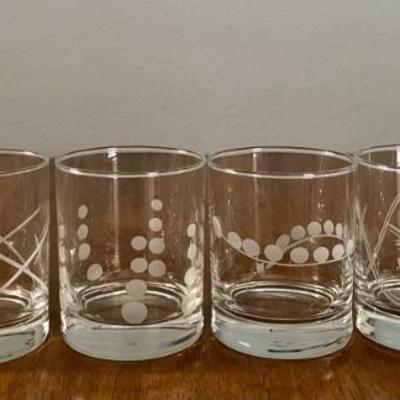 (6) Mikasa Etched Low Ball Glasses