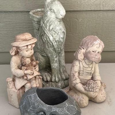 Outdoor Resin Decor - Bunny, Figurines, Faux Rock With Face