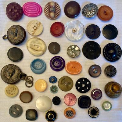 Vintage Buttons - Mother Of Pearl, Metal, Gibson Girl, Bakelite, Rhinestones, And More