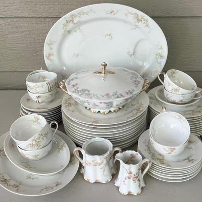 Theodore Havaland Limoges Pink Rose Partial China Set - Lidded Dish, Cream, Sugar, Plates, Platters, And More