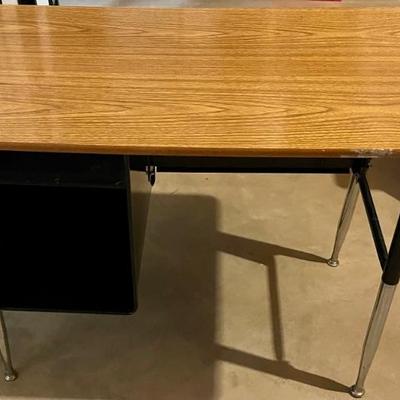 Vintage Metal And Formica Faux Wood Top Desk