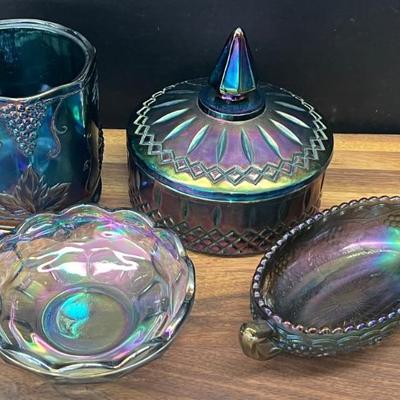 Imperial Handled Relish Dish, Indiana Grape Candy Dish (no Lid), Indiana Glass Princess Candy, Bowl