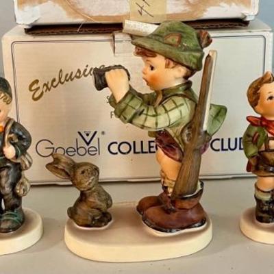 (5) Vintage Goebel M J Hummel - Chimney Sweep, Little Hunter, Busy Lizzie, Village Boy, Accordion Boy