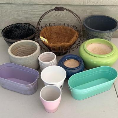 (11) Small Ceramic Metal And Plastic Planters