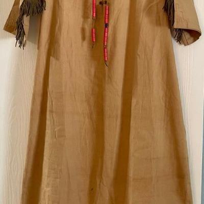 Camp Fire Outfitting Company Camp Fire Girls Dress With Suede Trim, Beads, And Seed Beads Ladies Medium