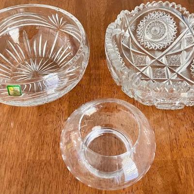 Waterford Marquis Crystal Bowl, Atomic Starburst Cut Crystal Bowl (as Is), Lenox Crystal Bowl