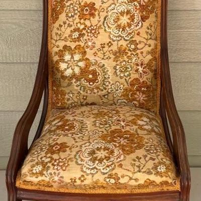 Antique Upholstered Mahogany Arm Chair (as Is)