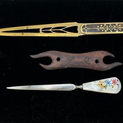 Leal Morgan Tatting Shuttle & (2) Letter Openers

